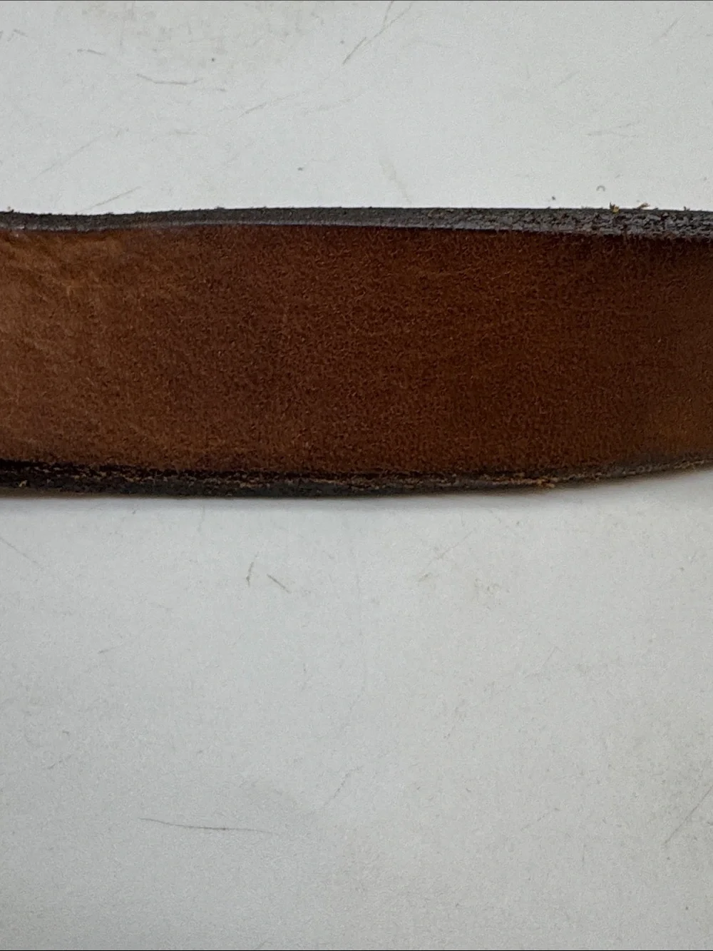 Classic Brown Leather Mens Belt with Matte Gunmetal Buckle Size 42